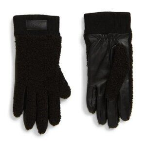 UGG Women's Black Faux Fur Touchscreen Compatible Gloves Size S/M